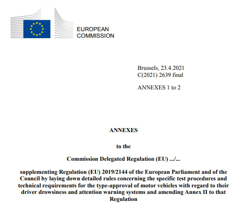 期待已久的DDAW即将发布 ---欧盟委员会发布驾驶员疲劳驾驶和注意力分散监测系统（DDAW）草案 ---又一新法规即将落地1
