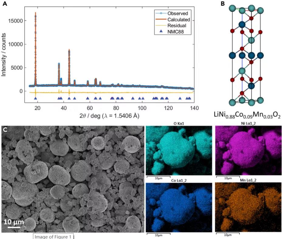NCM88材料的结构、形貌与元素表